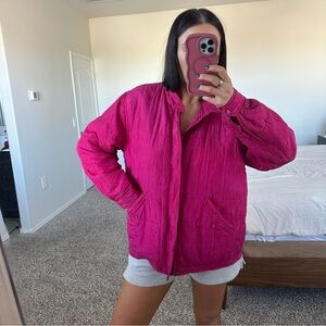 Vintage pink silk puffer
